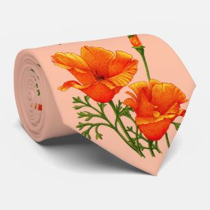 Cravate imprimé coquelicot californien