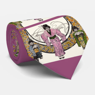 Cravate Imprimé en 1906 Art nouveau japonais femme et enfa