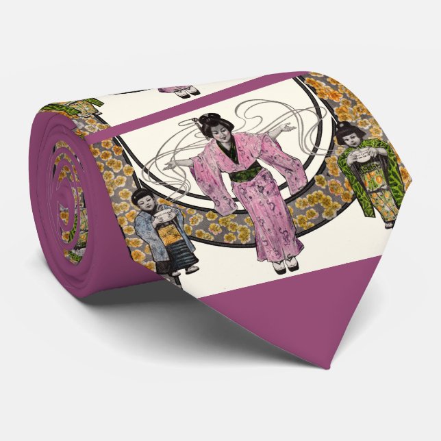 Cravate Imprimé en 1906 Art nouveau japonais femme et enfa (Roulé)
