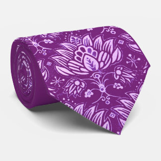 Cravate imprimé floral stylisé violet