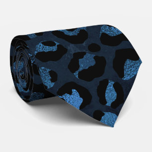 Cravate Imprimé léopard bleu et noir