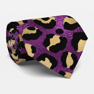 Cravate Imprimé léopard violet et or