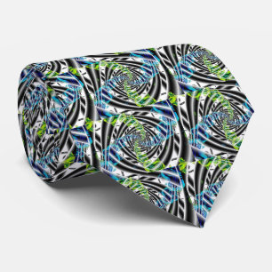 Cravate Incomplet   Art fractal bleu et vert
