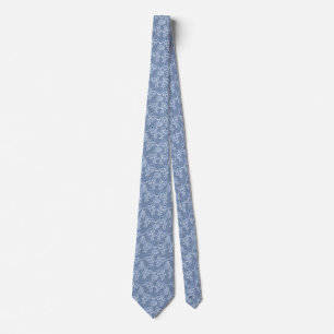 Cravate Indigo Blue Ethnic Floral Imprimer Unisex Necktie