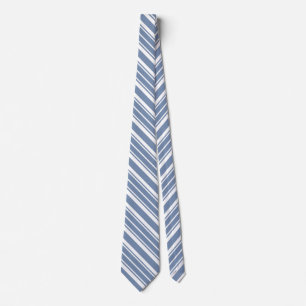 Cravate Indigo Blue, White Ticking Stripes Unisex Necktie