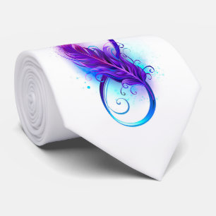 Cravate Infinity with purple feather