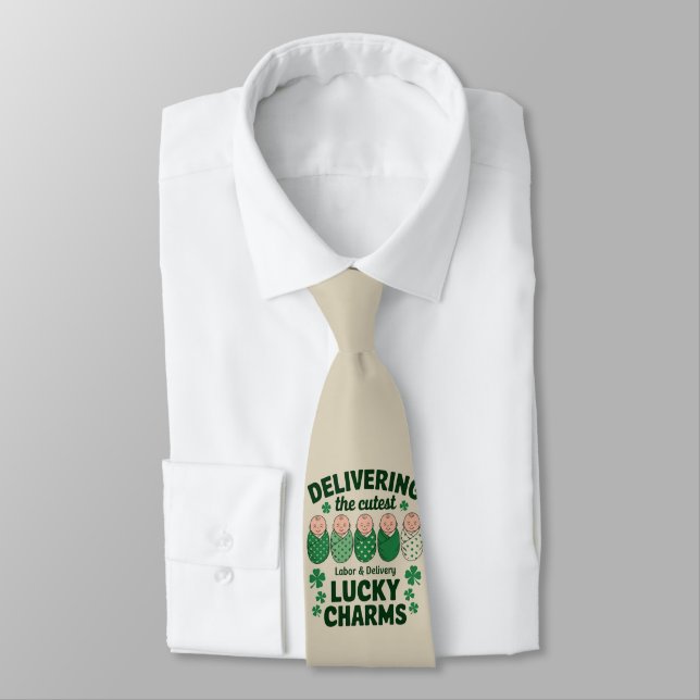 Cravate Infirmière Labor & Delivery Lucky Charm Shamrock  (Attaché)