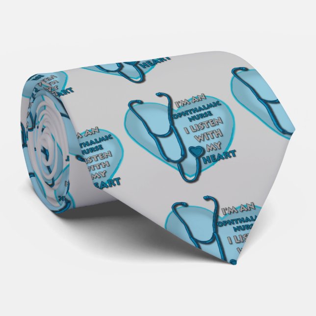 Cravate Infirmière ophtalmique Blue Heart (Roulé)