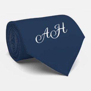 Cravate Initiales bleues Groomsmen Monogramme Monogramme