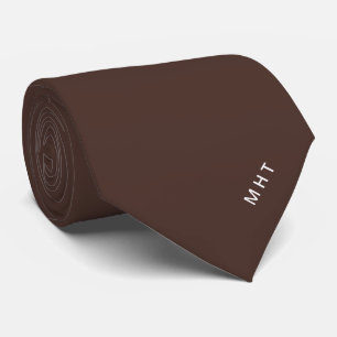 Cravate Initiales minimalistes en monogramme marron chocol