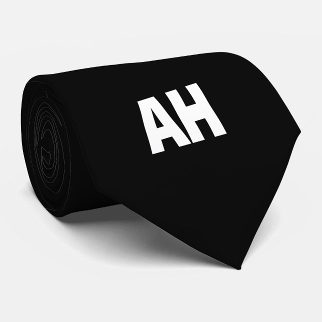 Cravate Initiales noires des garçons d'honneur Monogramme  (Roulé)