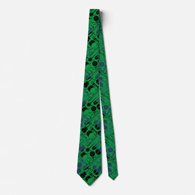 Cravate Instruments de musique motif 2 tons.vert BG (Devant)