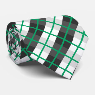 Cravate Irish Green and Black and White Plaid Pattern