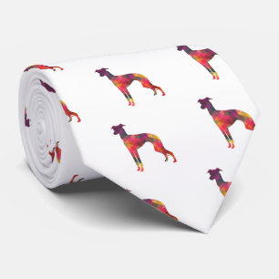 Cravate Italian Greyhound Geo Pattern Silhouette