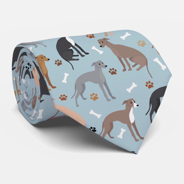 Cravate italien Greyhound Chig Bones and Paws (Roulé)