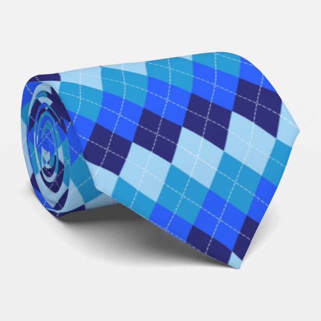 Cravate Jacquard bleu - Marine, bleu ciel, bleu pâle (Roulé)