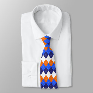 Cravate Jacquard bleu, orange et blanc
