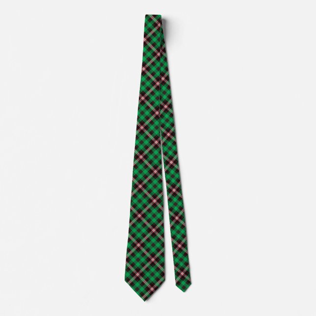 Cravate Jacquard noir vert Tartan Plaid Motif (Devant)