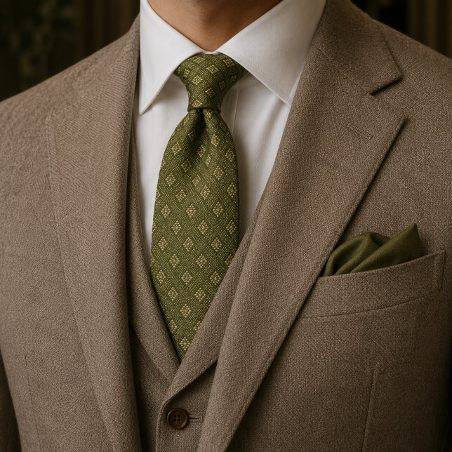 Cravate jacquard Soft Olive Estate | Luxe Vieille  (Créateur téléchargé)