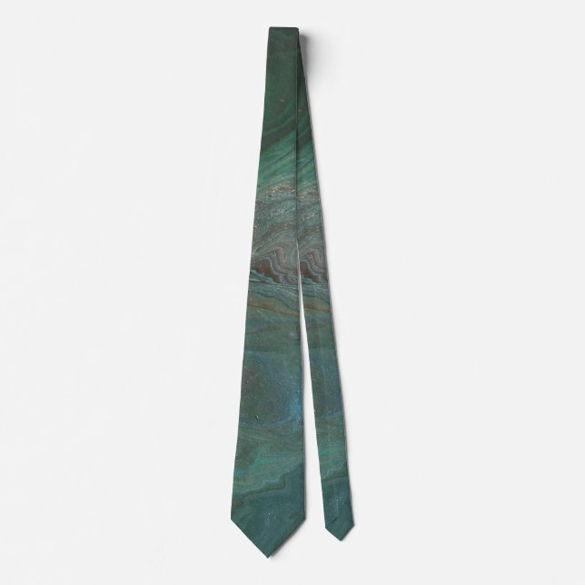 Cravate Jade 2 Vert Profond Abstrait (Devant)