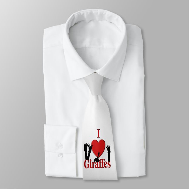 Cravate J'adore les girafes argent (Attaché)