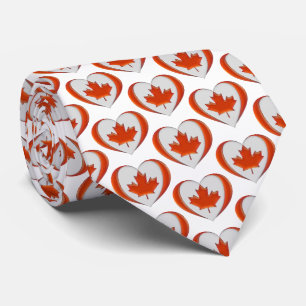 Cravate J'aime le cœur du drapeau du Canada Feuille d'érab