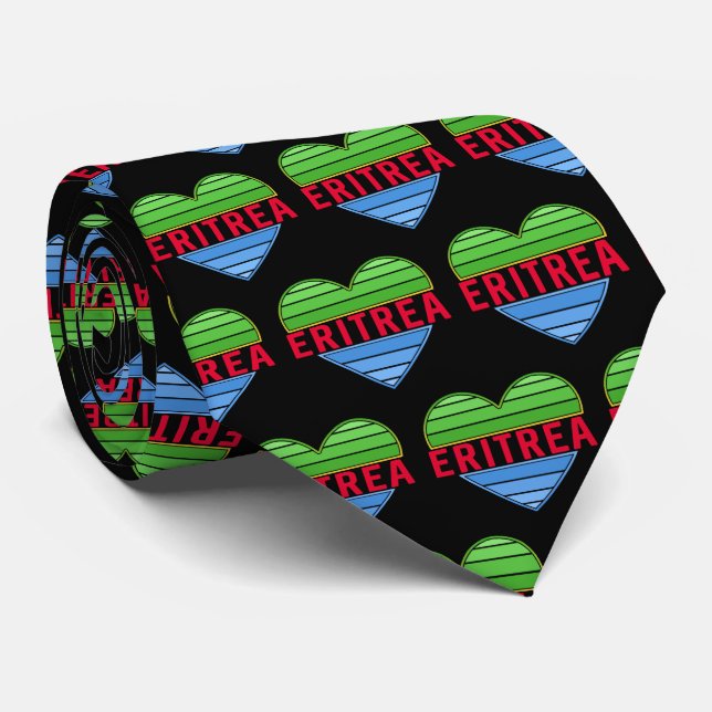 Cravate J'aime l'Erythrée, coeur érythréen (Roulé)