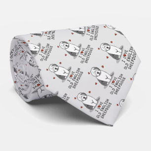 Cravate J'aime les vieux bergers anglais (Grey 1) mignonne