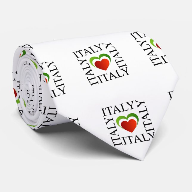 Cravate J'aime l'Italie avec des couleurs italiennes de (Roulé)