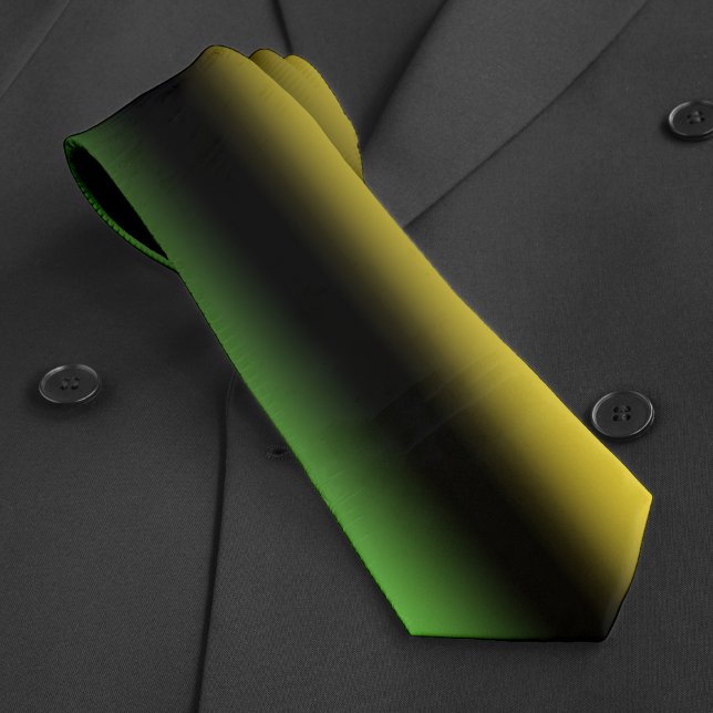 Cravate Jamaïcaines Couleurs Dégradé Ombre Vert Noir & Or (Jamaica Colors Gradient Ombre Green Black & Gold Neck Tie)