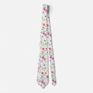 Cravate Jardin coloré Fleurs sauvages Prairie printanière