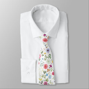 Cravate Jardin coloré Fleurs sauvages Prairie printanière