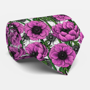 Cravate Jardin d'anémone rose