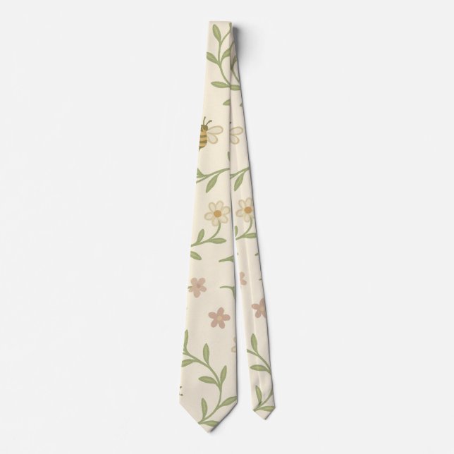 Cravate Jardin de abeilles au clair de lune – Fleurs Cotta (Devant)