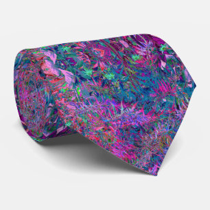 Cravate Jardin de feuillage aux couleurs arc-en-ciel psych