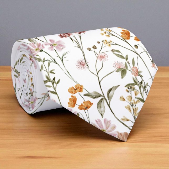 Cravate Jardin de fleurs sauvages modernes Fleurs de prair (Créateur téléchargé)