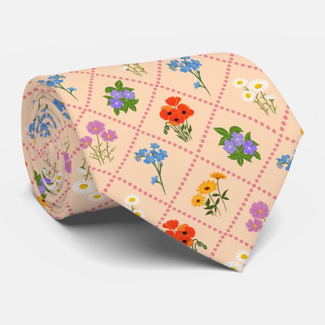 Cravate Jardin de Harlequin aux Fleurs Sauvages (Roulé)