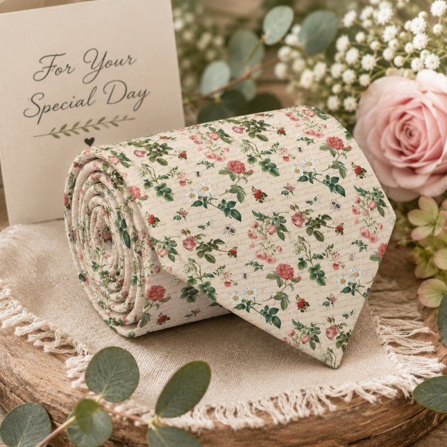 Cravate Jardin de Roses Vintage (Créateur téléchargé)
