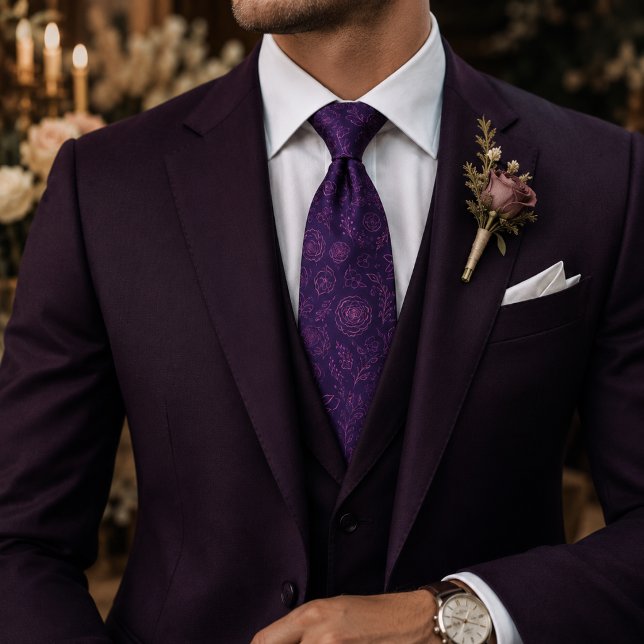 Cravate Jardin de roses violettes enchanté (Créateur téléchargé)
