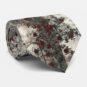 Cravate Jardin gothique victorien Rose Motif