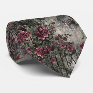Cravate Jardin gothique victorien Rose Motif