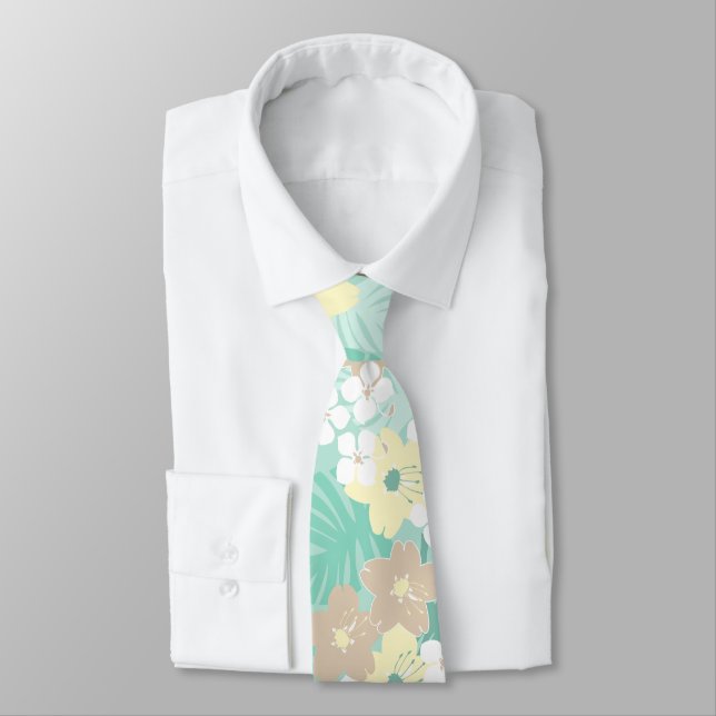 Cravate Jardin Limahuli Fleur Florale Hawaïenne Vintage -  (Attaché)