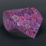 Cravate Jardin succulent en rose et violet<br><div class="desc">Motif à main avec divers plantes succulents.</div>
