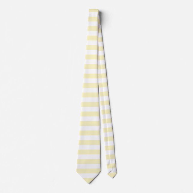 Cravate Jaune Beurre et Rayures Blanches (Devant)