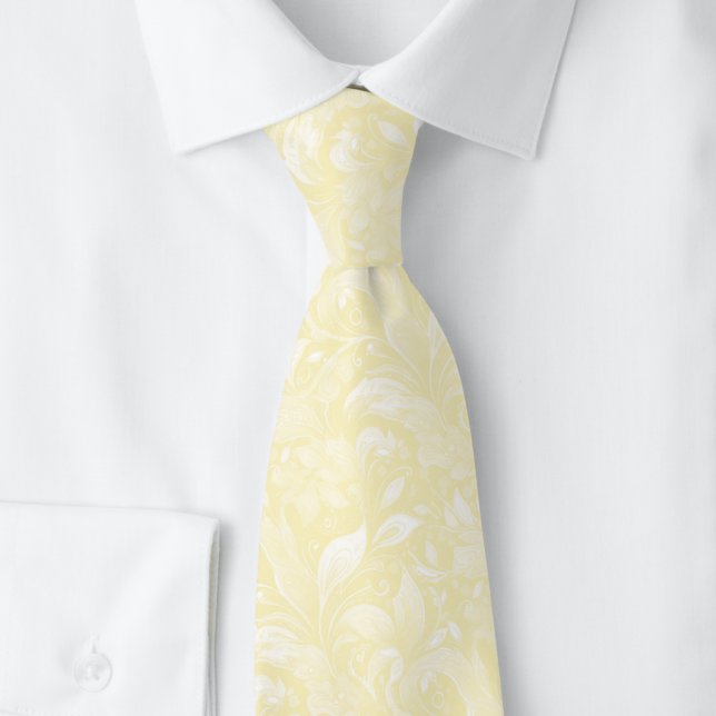 Cravate Jaune Citron Botanique Batik (Créateur téléchargé)