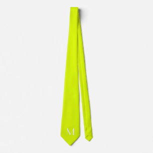 Cravate jaune fluorescent - monogrammé