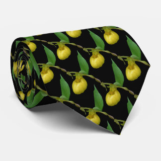 Cravate Jaune Lady Slipper Orchidée Fleur Nature Motif