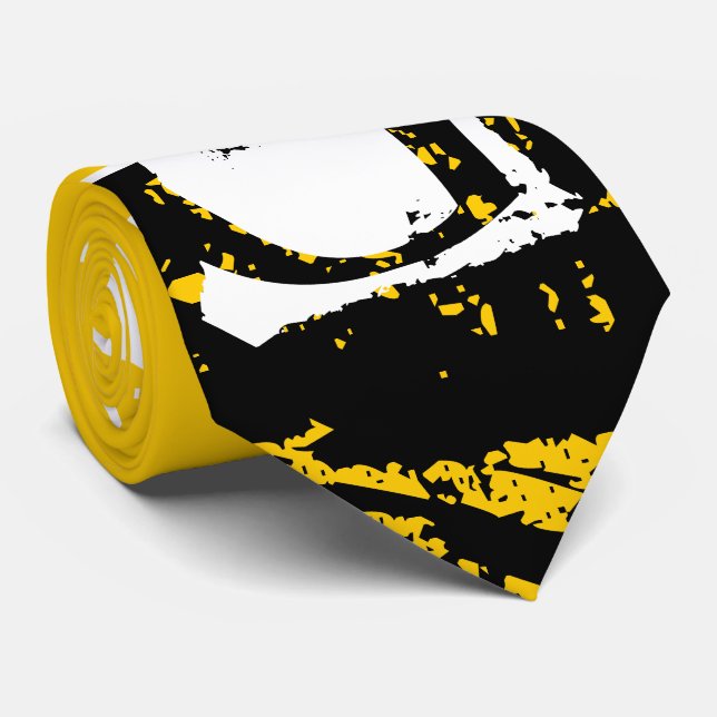 Cravate jaune monogramme moderne (Roulé)