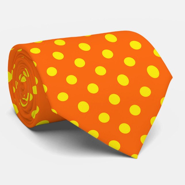 Cravate Jaune Sur Orange Pois Design Motif (Créateur téléchargé)