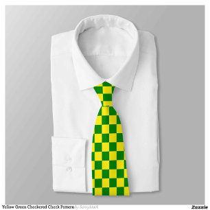 Cravate Jaune vert À damiers Motif chèque